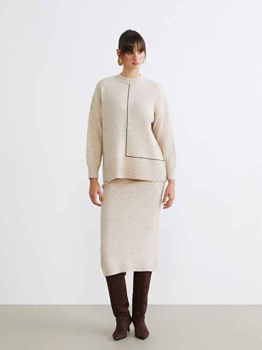 Bisiklet Yaka Oversize Kad?n Triko Kazak