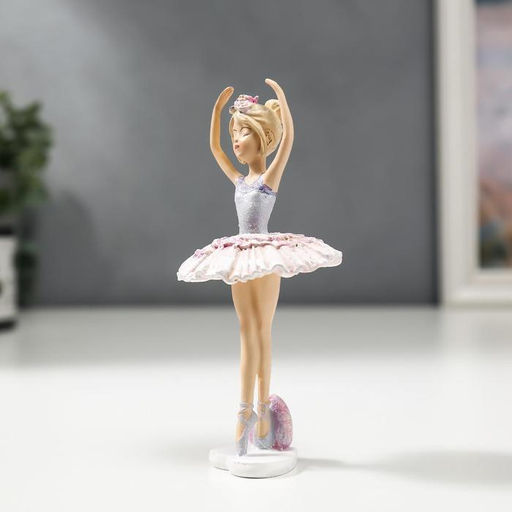 Фигурка полистоун «Балерина розово-голубое платье», 13.5×5.5×6 см