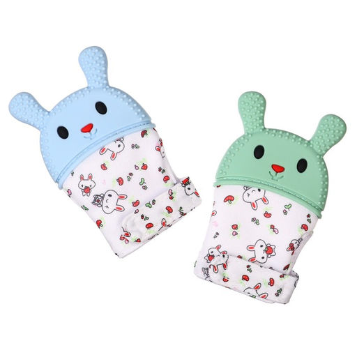 Прорезыватель-рукавичка Крошка Я «Зайка», от 3 мес., голубой/зеленый