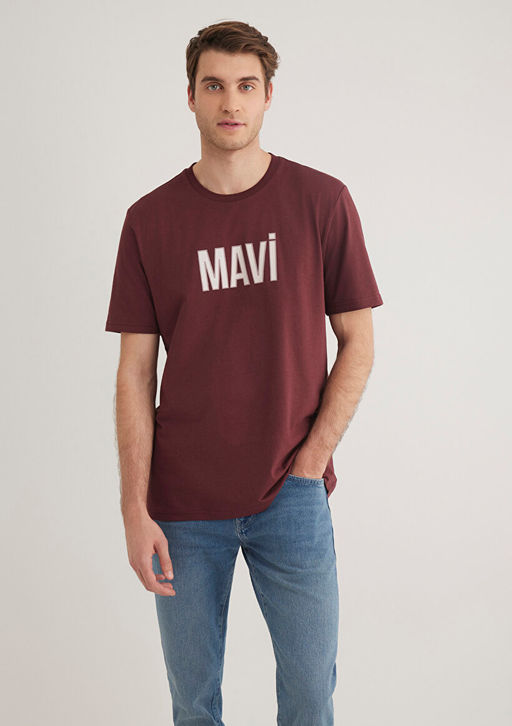 Mavi Logo Bask?l? Bordo Tisort  фото 3