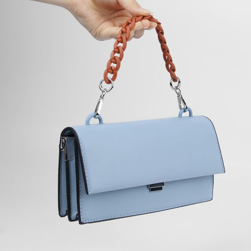 Цена за 2 шт. Цепочка для сумки, с карабинами, пластиковая, 23 17 мм, 30 см, цвет террактовый/серебряный - Арт узор фото 5