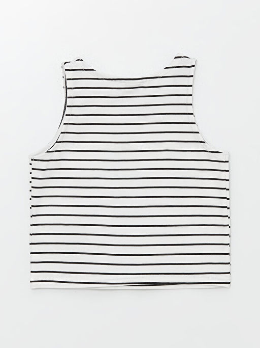 Bisiklet Yaka ?izgili K?z ?ocuk Crop Atlet - Waikiki фото 2