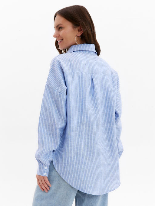 Рубашка женская MINAKU oversize в полоску, белая, голубая, размер 48
