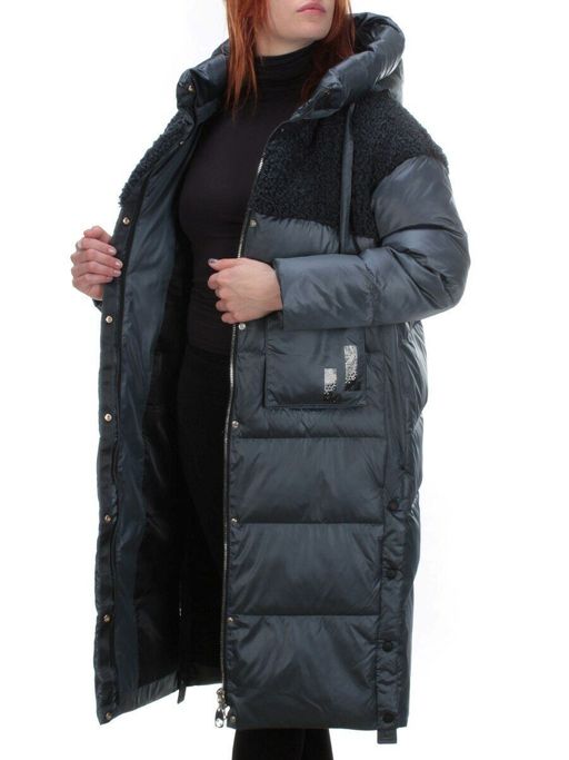 Y21636 GRAY/BLUE Пальто женское зимнее MEIYEE (200 гр. холлофайбера) - Фабричный китай фото 7