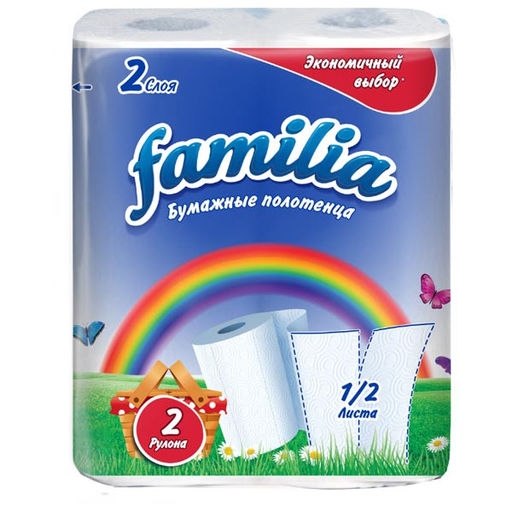 Полотенца бумажные FAMILIA 2 слоя, 2 шт.  фото 2