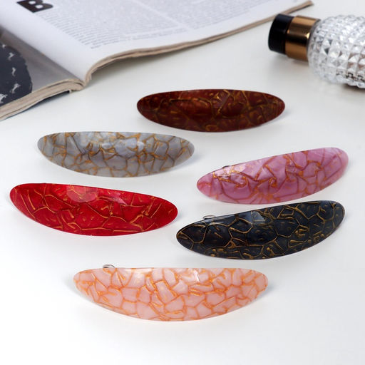 Цена за 2 шт. Заколка - автомат для волос «Сильва», камень принт блеск, 9 см, МИКС