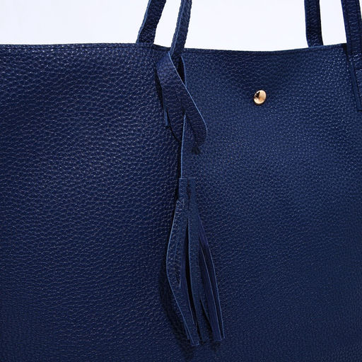 Сумка - шоппер женская на кнопке, с монетницей, 35×10×28 см, синий