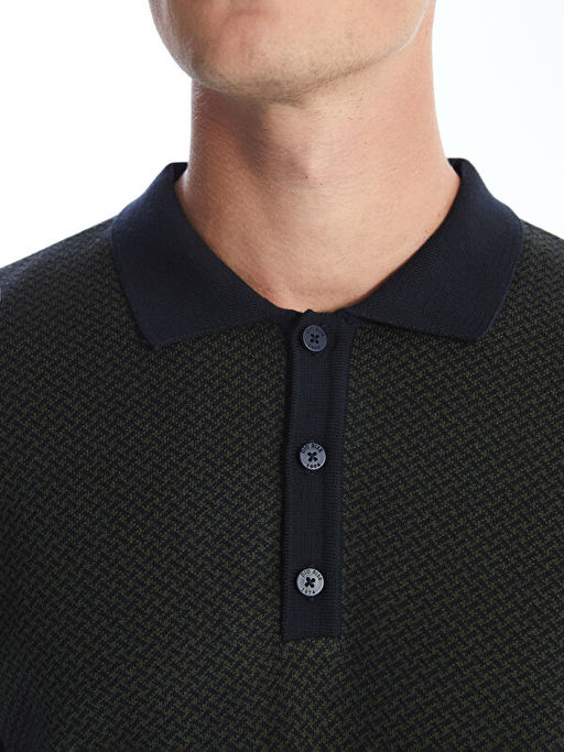 Polo Yaka Uzun Kollu Erkek Triko Kazak