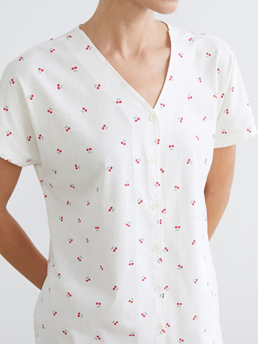 V Yaka Desenli Hamile Pijama Tak?m?