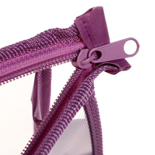 Папка пластиковая А5, 230 х 190 х 55 мм, молния сверху, Calligrata Офис, ПМ-А5-00, 0.5 мм, прозрачная, сиреневая  фото 3