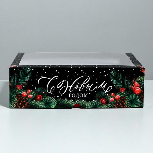 Цена за 5 шт. Коробка для капкейков «С Новым годом» 25×33×10 см