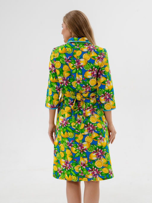 Халат женский из фланели Маша желтый макси