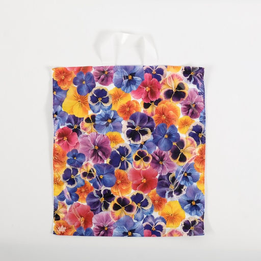 Цена за 50 шт. Пакет "Цветочки", полиэтиленовый, с петлевой ручкой, 42 x 38 см, 37 мкм