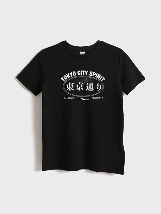 Bisiklet Yaka Tokyo Bask?l? Erkek ?ocuk Ti??rt