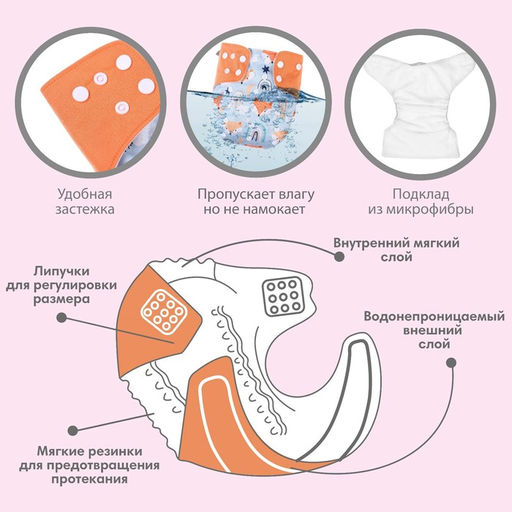 Трусики-подгузник, многоразовый, Лисички - Крошка я фото 2