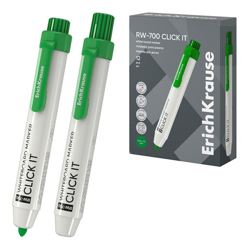 Маркер для доски автомат. ErichKrause "RW-700" пулевидный 2мм., зеленый (60833)
