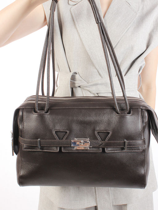 LACCOMA сумка Y2339-1P-коричневый натуральная кожа полиэстер  фото 2