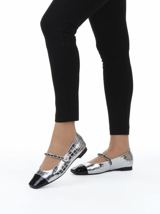 06-H4A-5C BLACK/SILVER Туфли женские (натуральная кожа)