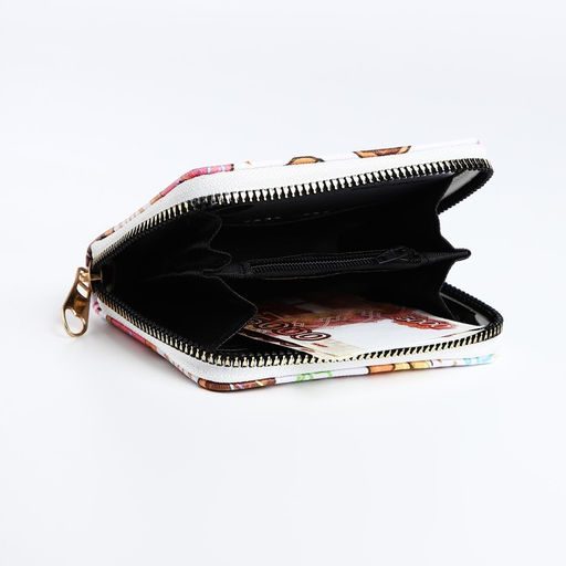 Кошелёк на молнии, белый, разноцветный