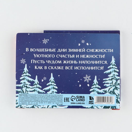 Подарочный набор новогодний, блокнот-раскраска и восковые мелки Время чудес
