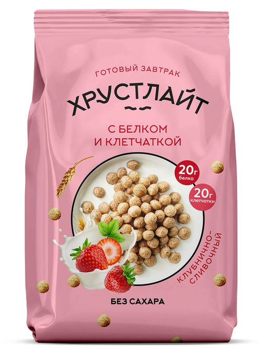 Готовый завтрак Клубника со сливками / 150 г / ТМ Хрустлайт