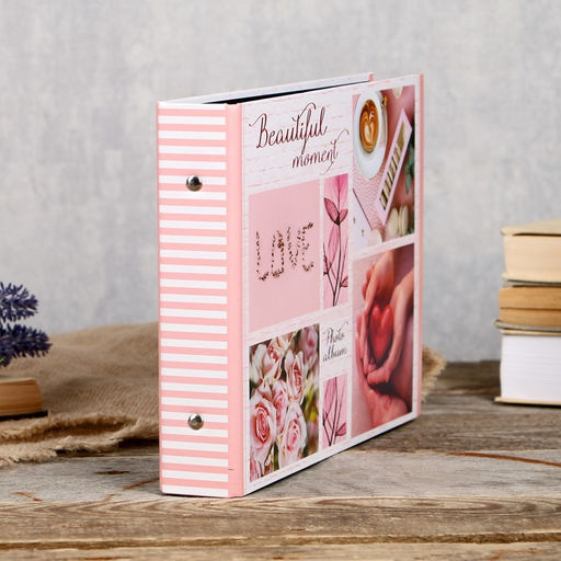 Фотоальбом на кольцах 25 листов Beautiful moment сердце, с уголками, 27?19 см