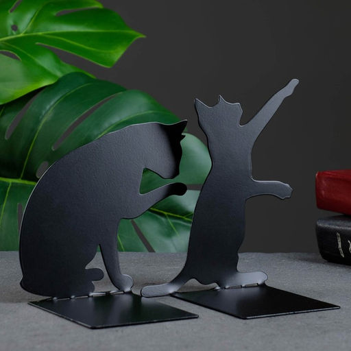 Держатель-подставка для книг «Кошки», набор 2 шт., 15×10×10 см, чёрный