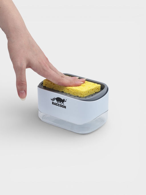 Дозатор для моющего средства с подставкой для губки Raccoon, губка в комплекте