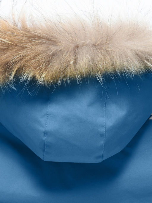 Парка зимняя подростковая для мальчика с капюшоном и мехом синего цвета 9535S - Valianly фото 12