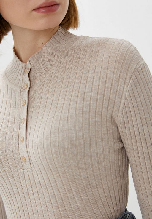 Бежевый трикотажный джемпер - Incity фото 3