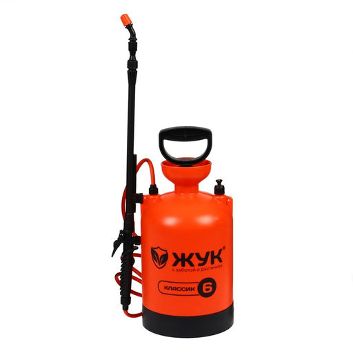 Опрыскиватель помповый ОП-207, 6 л, термоусадка, пластиковый брандспойт 208, «Жук»