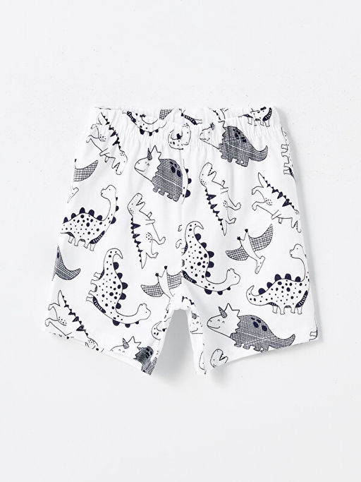 Beli Lastikli Bask?l? Erkek Bebek Pijama ?ort