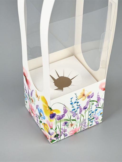 Цена за 5 шт. Коробка для цветов складная Цветы, 10?45?10 см