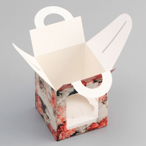 Цена за 5 шт. Коробка для 1 капкейка, «Цветочки», 9.2×9.2×11.1 см