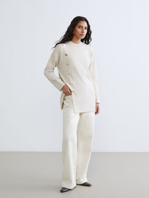 Bisiklet Yaka Kad?n Triko Tunik