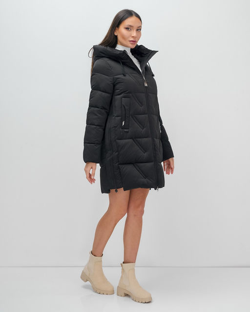 Куртка зимняя женская классическая с капюшоном черного цвета 7671Ch - Visdeer фото 18