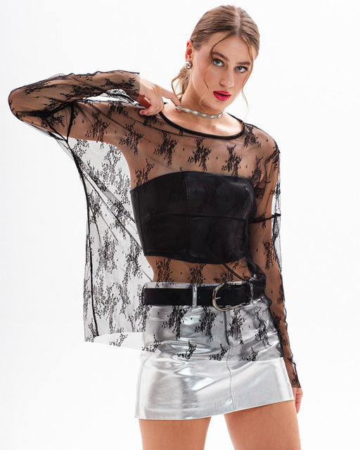 Лонгслив прозрачный из сетки с узором - Sahar art lab фото 2