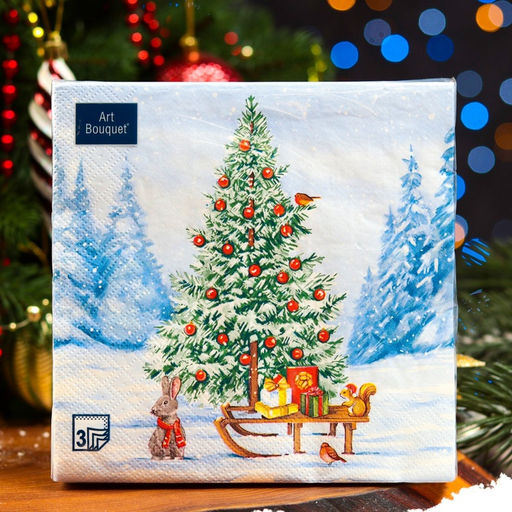 Цена за 2 шт. Салфетки новогодние бумажные Art Bouquet Лесная красавица, 3 слоя, 33?33 см, 20 шт.