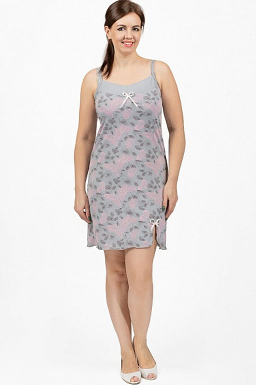 Сорочка на бретелях, двойного крашения серый (696-1)