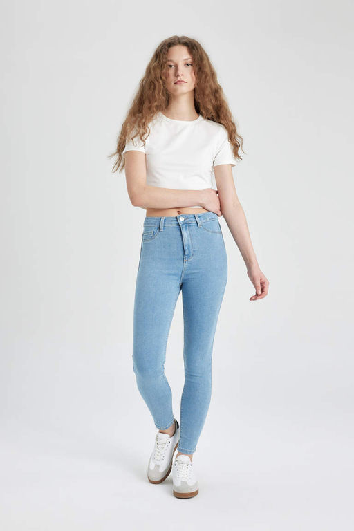 Узкие джинсовые брюки длиной до щиколотки с высокой талией и джеггинсом - Defacto фото 4