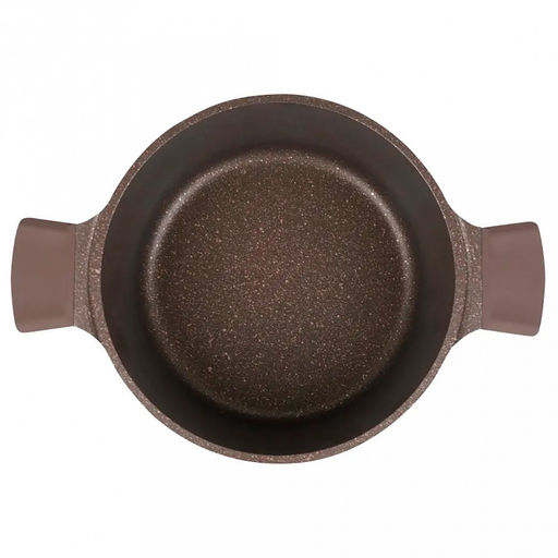 "Stella" Кастрюля с тефлоновым покрытием 5,2л, д25,5см, h14,5см, s0,32см, дно д20см, s0,4см, литая, стеклянная жаропрочная крышка, мокко (mokko) (Россия)