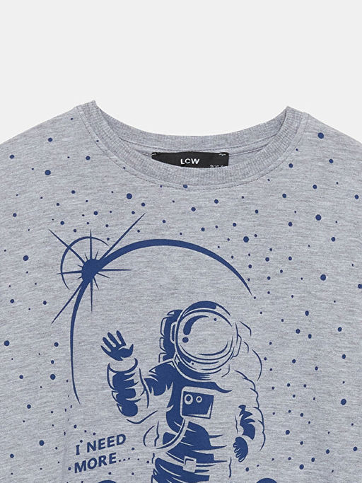 Bisiklet Yaka Bask?l? Erkek ?ocuk Sweatshirt