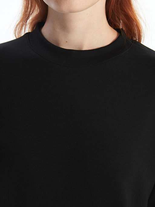 Bisiklet Yaka D?z Uzun Kollu Elbise