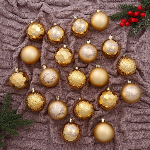 Ёлочные игрушки Виржини ассорти, шары новогодние, d=6 см, набор 20 шт., золото