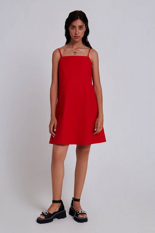 Алое хлопковое платье - Incity фото 6