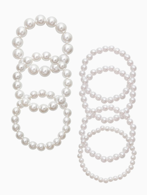 Браслет "Бусины жемчуга" (набор 7 шт), №6,8,10,14, цвет белый