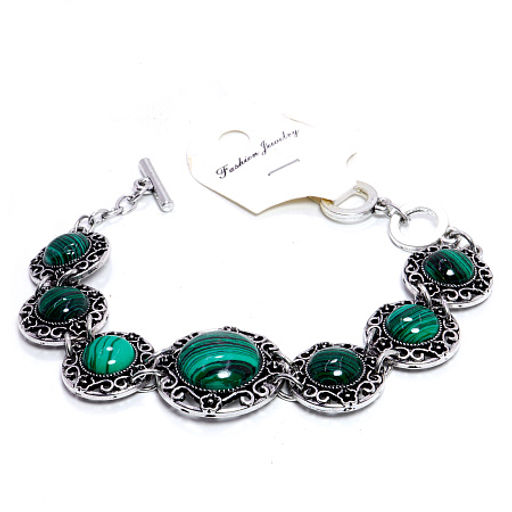 Браслет металл и камни из Малахита дарует любовь и счастье, овальные камни