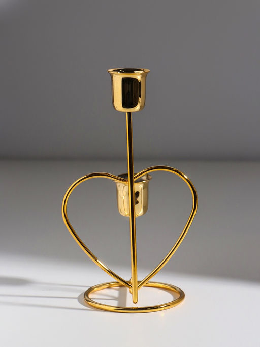 Подсвечник на 2 свечи Сердце, d=2.5 см под золото, 17.5?10?8 см