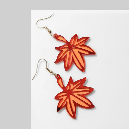 Серьги акрил Листья пальмы, цвет оранжевый в золоте - Queen fair фото 2