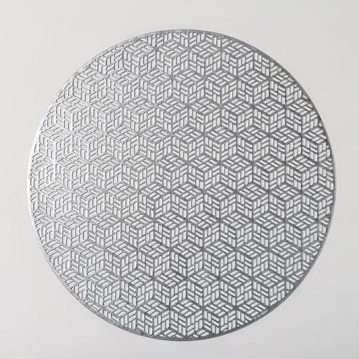 Набор салфеток сервировочных на стол Доляна «Соты», 4 шт, d=38 см, цвет серебряный